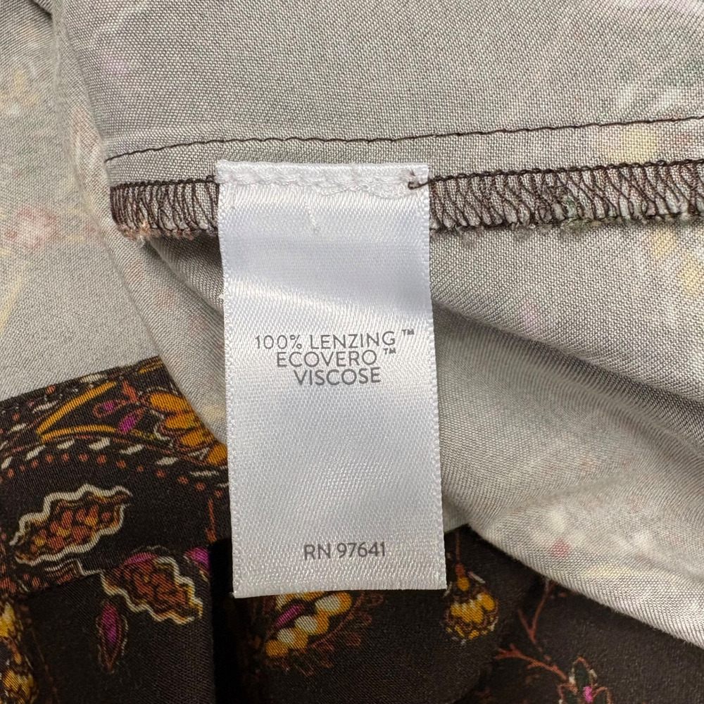 J.Jill Floral Paisley Smocked Swing Midi Dress LBrown Lenzing Ecovero Large NWT - Picture 13 of 14